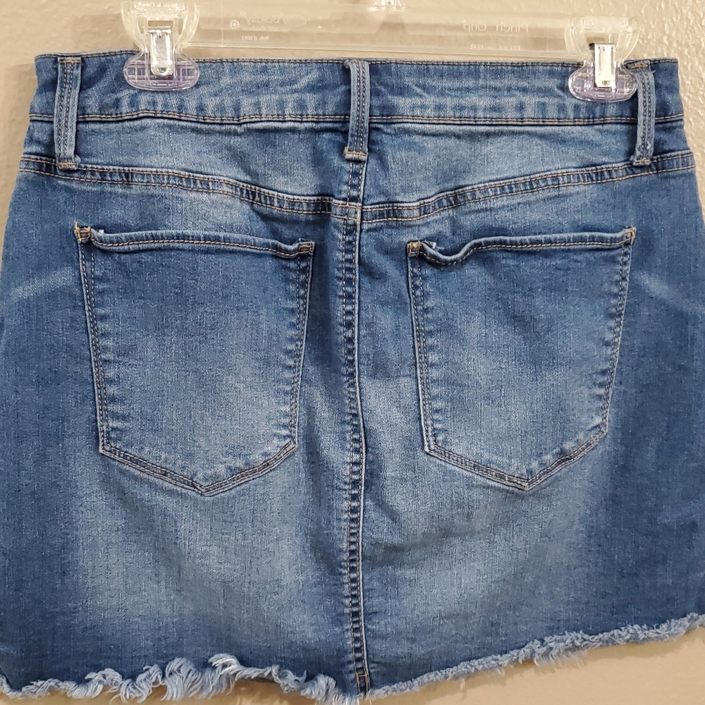 Mudd Button down stretch Blue Jean mini Skirt size 11 - Picture 2 of 4